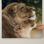 Lioness with cub artwork original painting