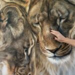 Pair of lionesses, pride, art